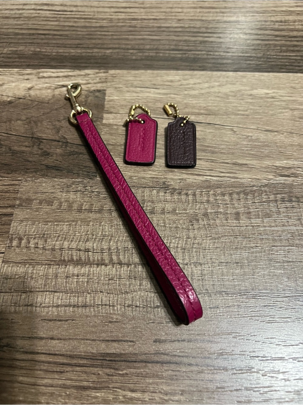 3pc Coach lot Leather Wristlet strap and hangtags - Pink & Brown